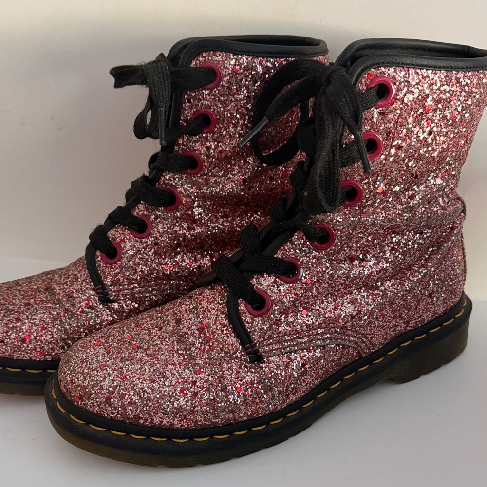 Dr. Martens Pink Glitter Boots size 9